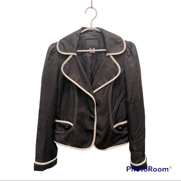 Pink Tartan Jackets & Blazers - Pink Tartan | Black and White Contrast Blazer